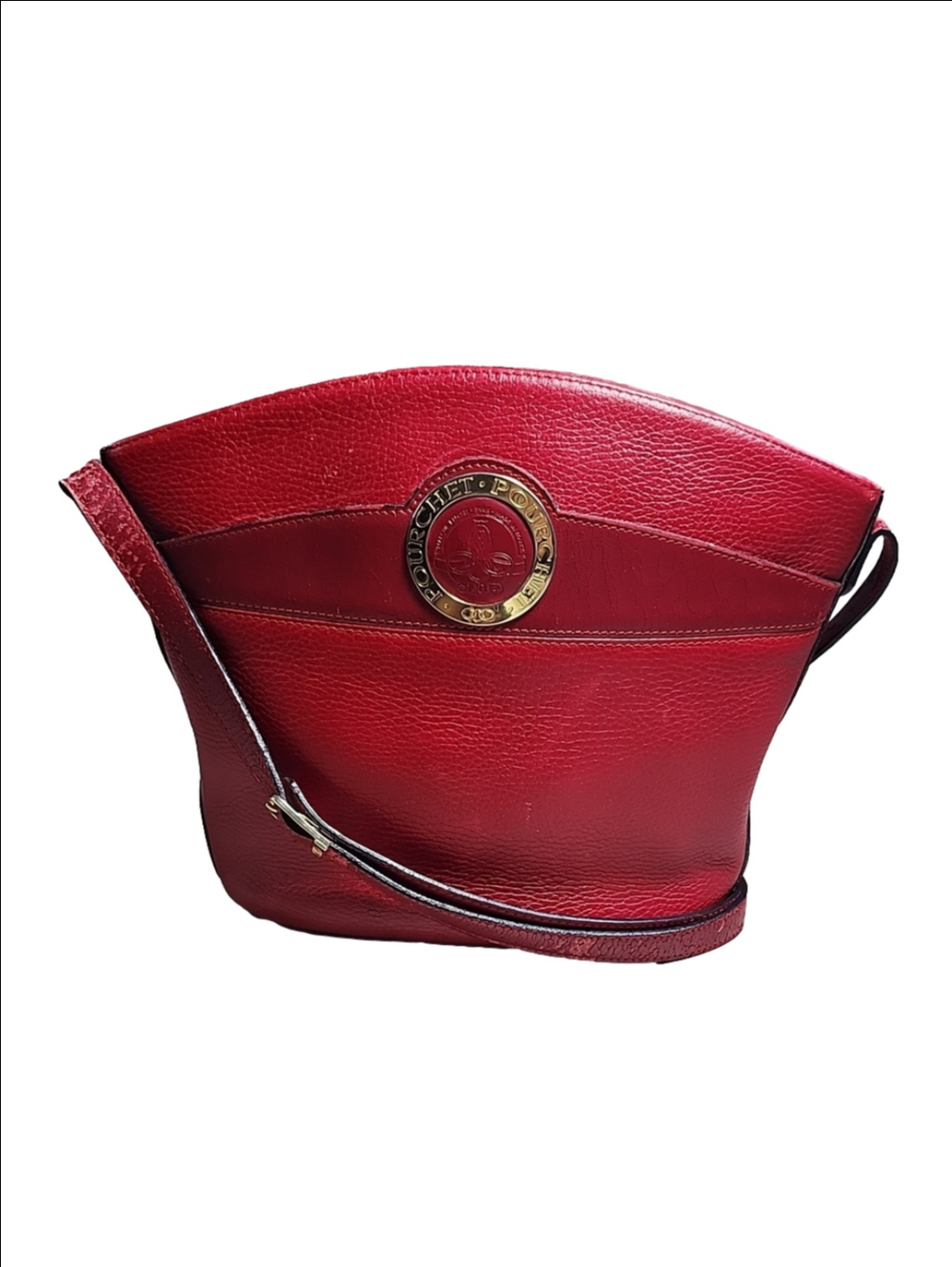 MAISON POURCHET Vintage red leather with golden hardware shoulder bag